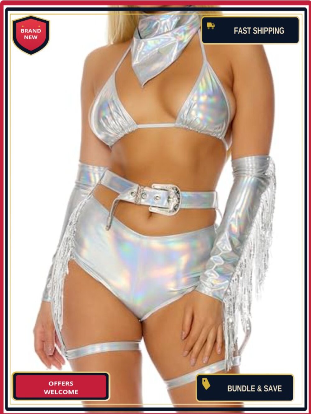 Forplay Cowgirl Costume 5-Piece Set Polyester Spandex Halloween